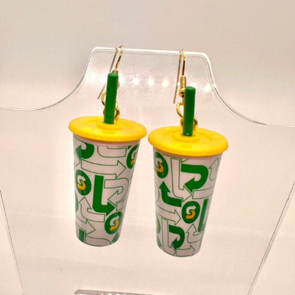 Subway Drink Earrings - Fast Food Earrings - Foodie Mini Brands Earrings - Picture 1 of 9